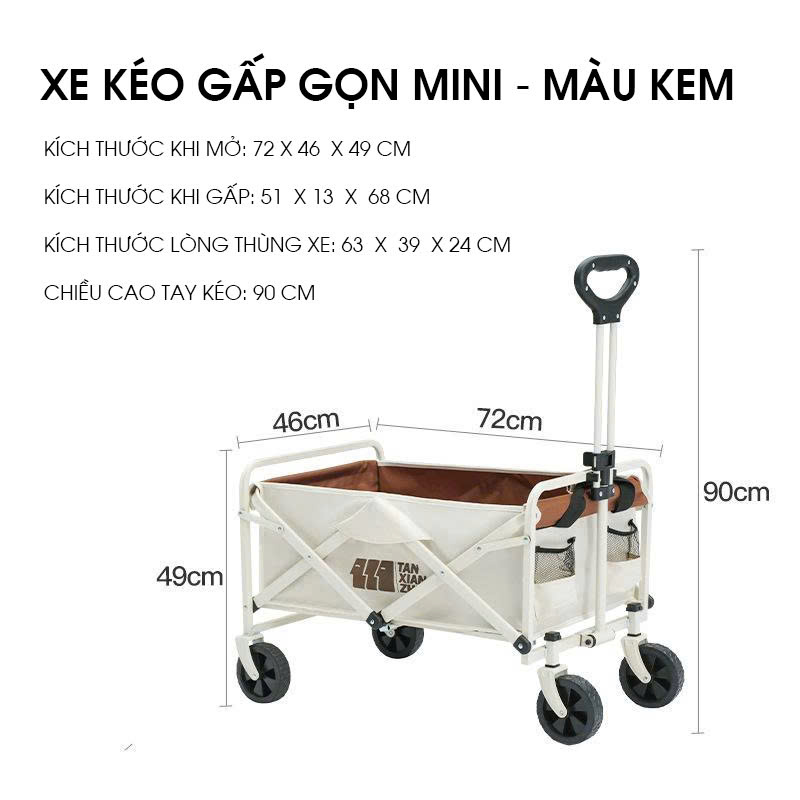 Xe kéo dã ngoại cắm trại gấp gọn nhỏ gọn dễ dàng mang theo DCCT015