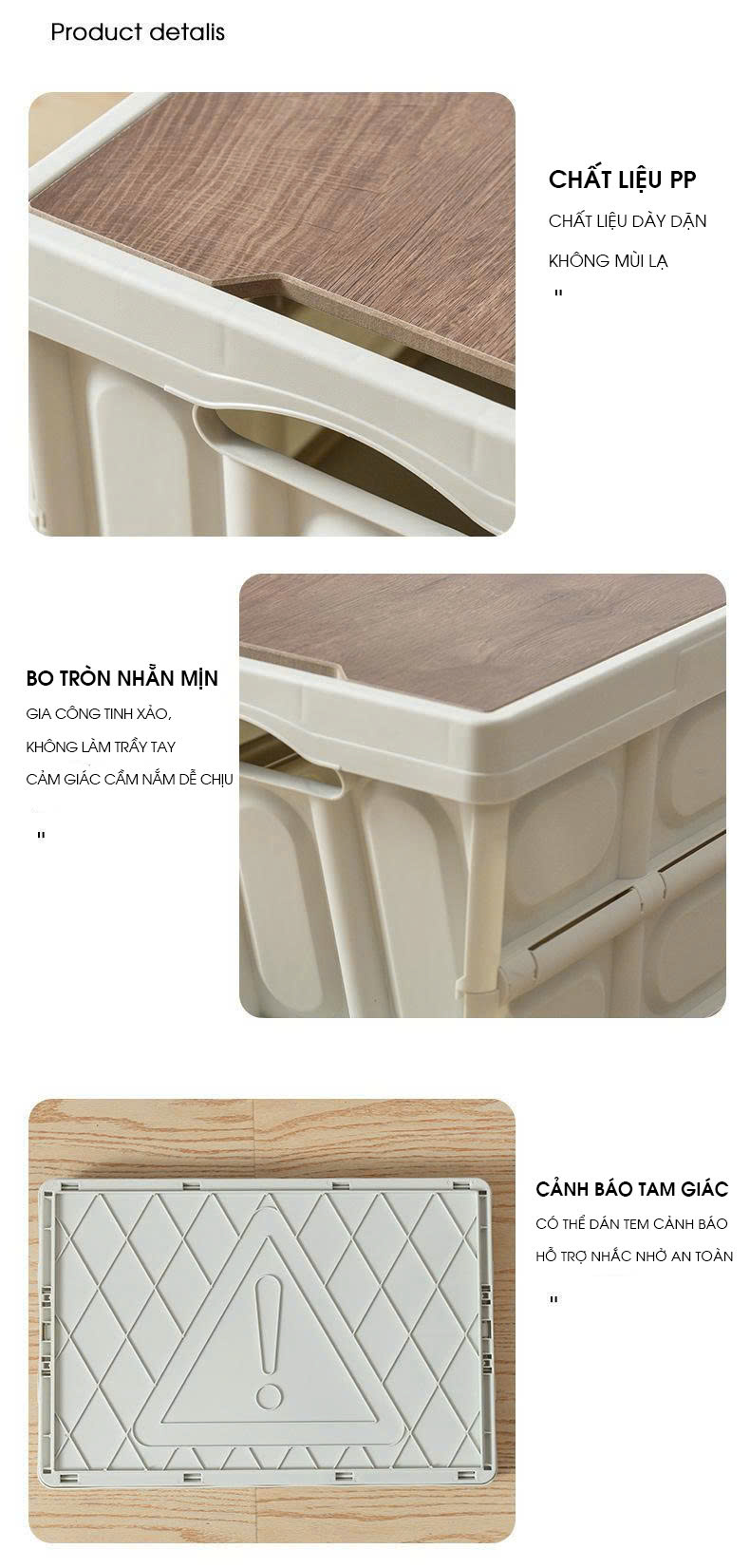 Thùng nhựa gấp gọn có nắp và tay cầm dùng cho cắm trại và dã ngoại DCCT016