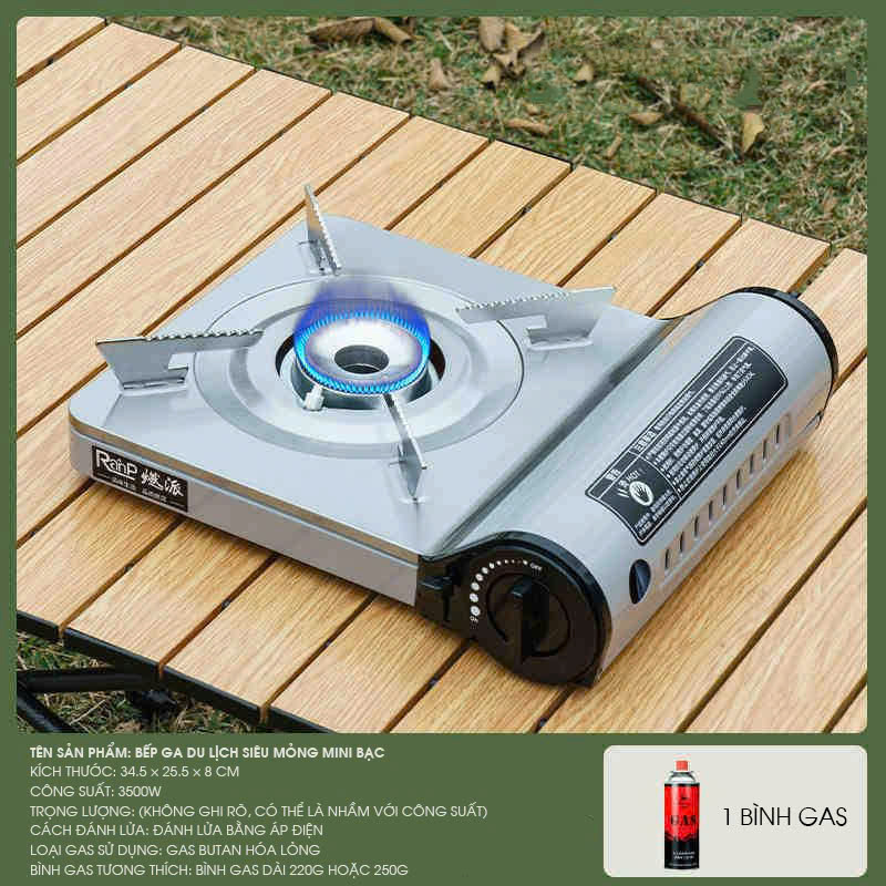 Bếp ga mini siêu mỏng dã ngoại cắm trại thiết kế kim loại cao cấp DCCT019