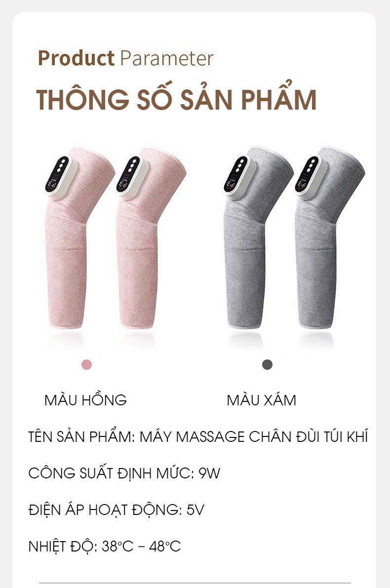 Đai massage bắp chân và đùi thông minh 3 chế độ nhiệt giúp giảm đau nhức thư giãn cơ bắp DDG003