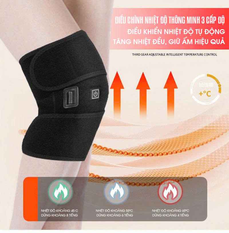 Đệm quấn gối giữ nhiệt thông minh 3 chế độ hỗ trợ giảm đau giữ ấm khớp gối hiệu quả DDG007
