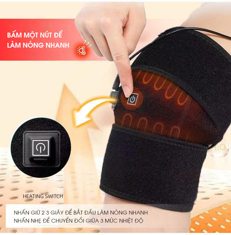 Đệm quấn gối giữ nhiệt thông minh 3 chế độ hỗ trợ giảm đau giữ ấm khớp gối hiệu quả DDG007