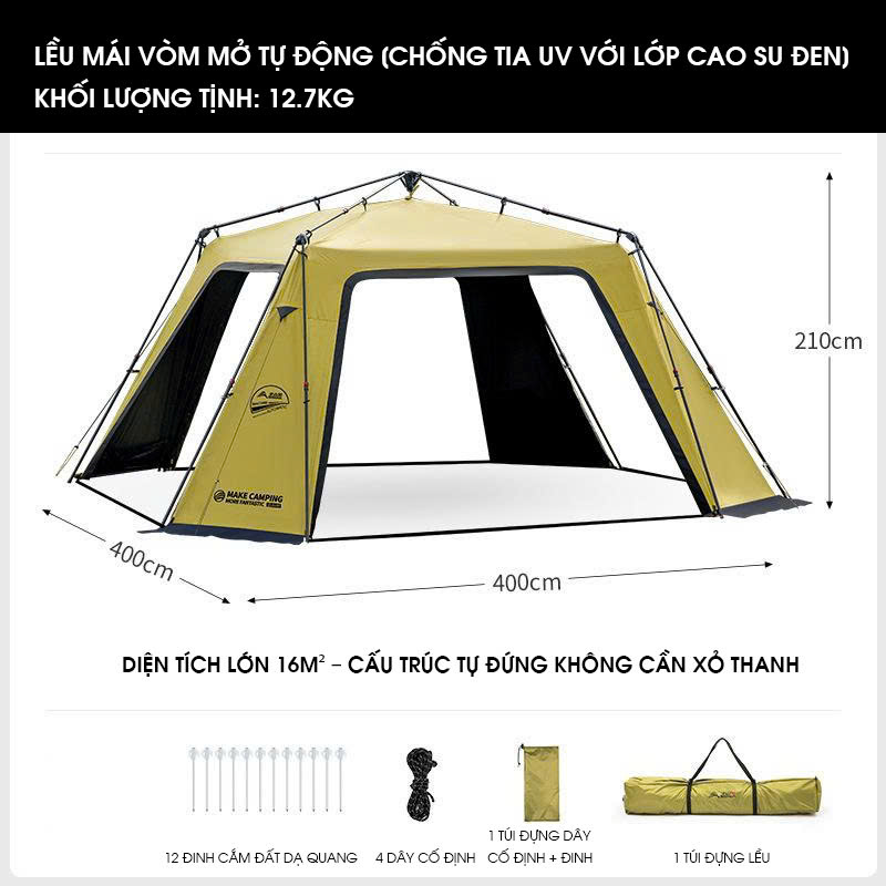 Lều bạc che nắng dạng mái vòm mở nhanh tự do lắp ráp LCT012