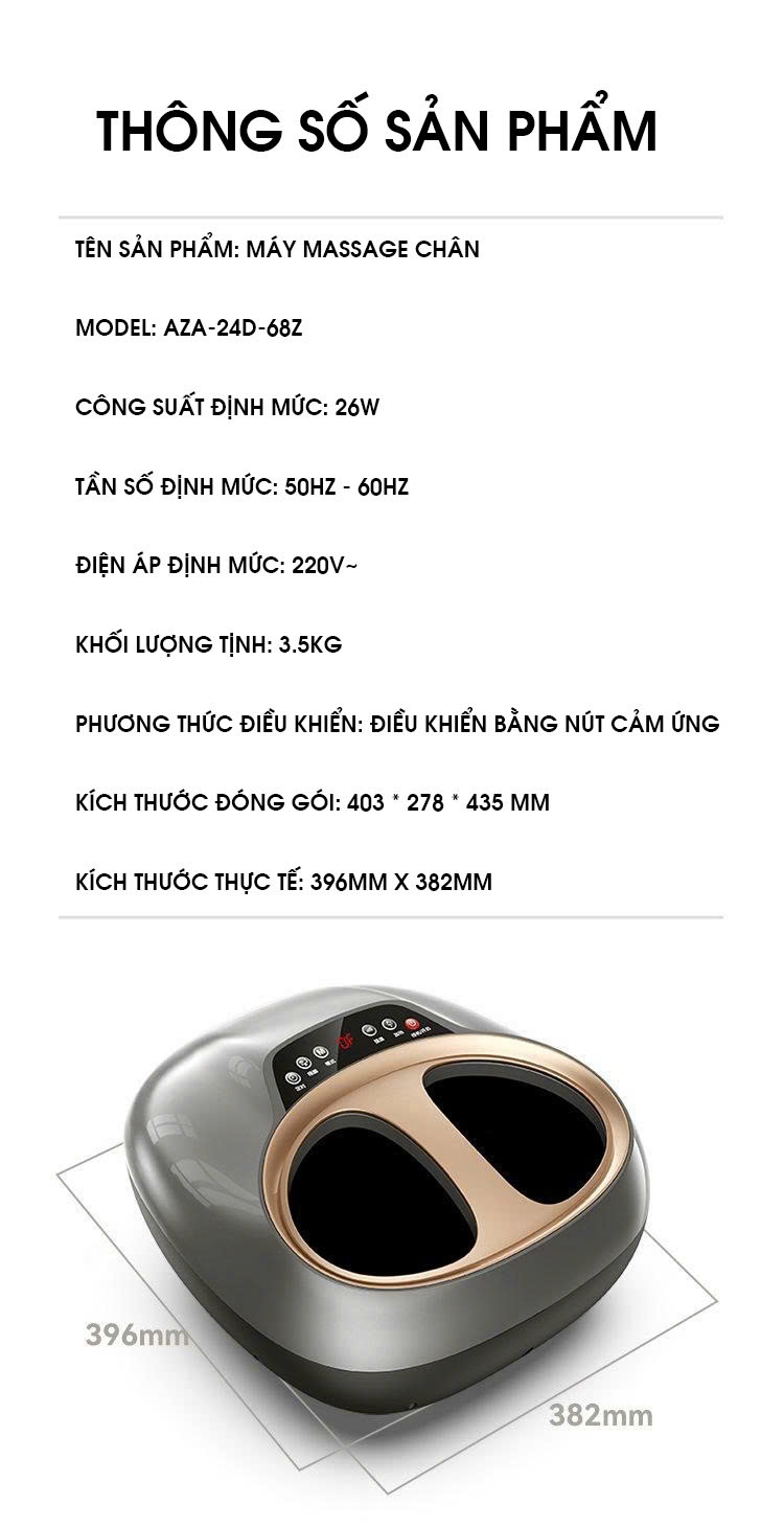 Máy massage chân thông minh đa chức năng cảm ứng nhiệt MASS010