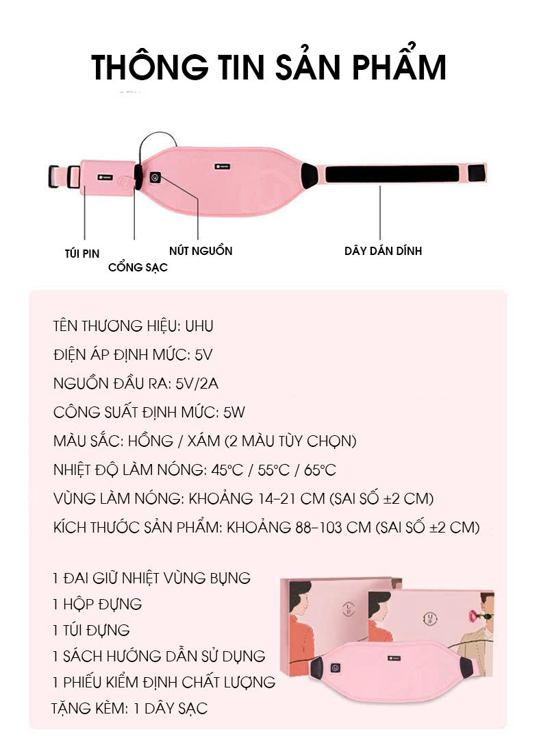 Đai massage bụng giữ ấm eo thông minh hỗ trợ lưu thông máu và giảm mỡ MRB015