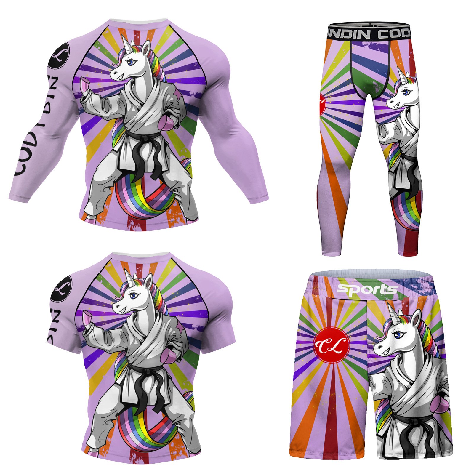 Bộ 4 món quần áo Rashguard BJJ MMA họa tiết đẹp 047