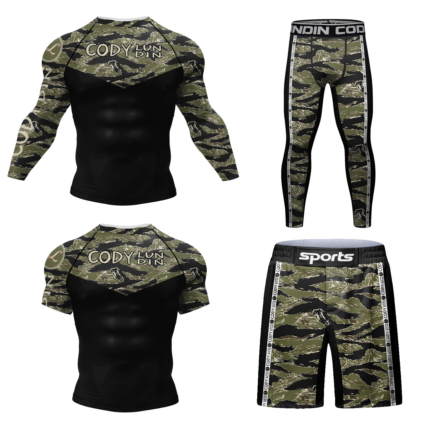 Bộ 4 món quần áo Rashguard BJJ MMA họa tiết đẹp 047