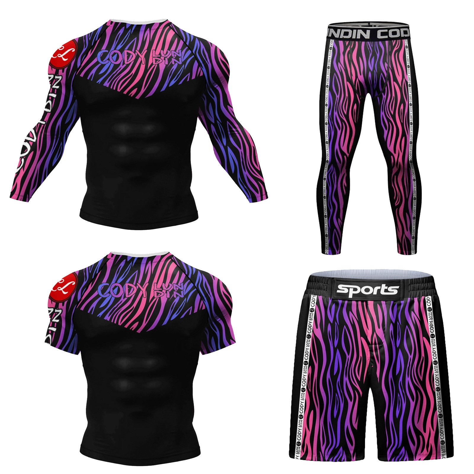 Bộ 4 món quần áo Rashguard BJJ MMA họa tiết đẹp 047