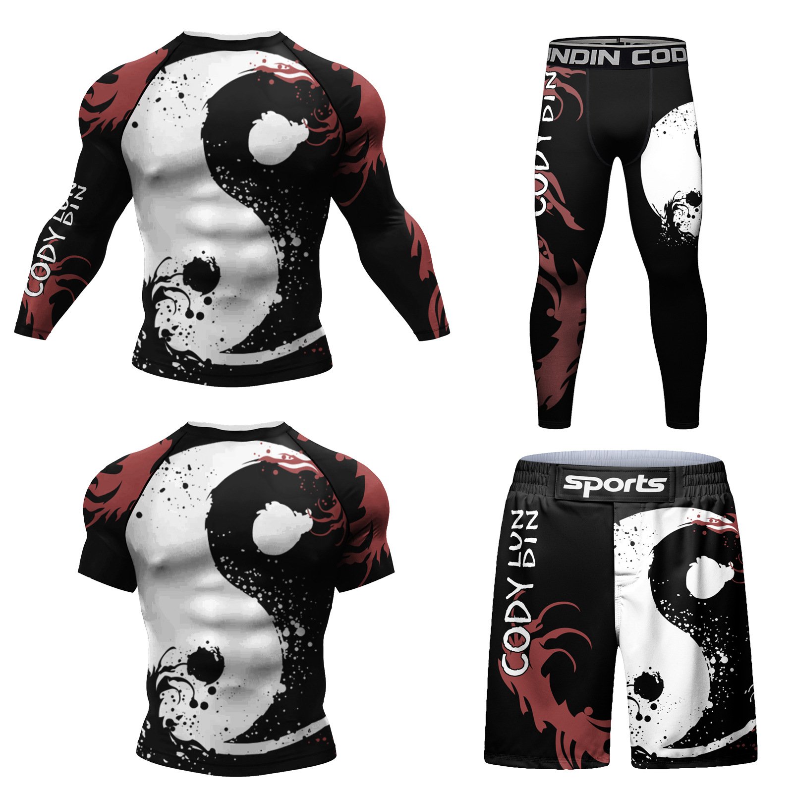 Bộ 4 món quần áo Rashguard BJJ MMA họa tiết đẹp 047