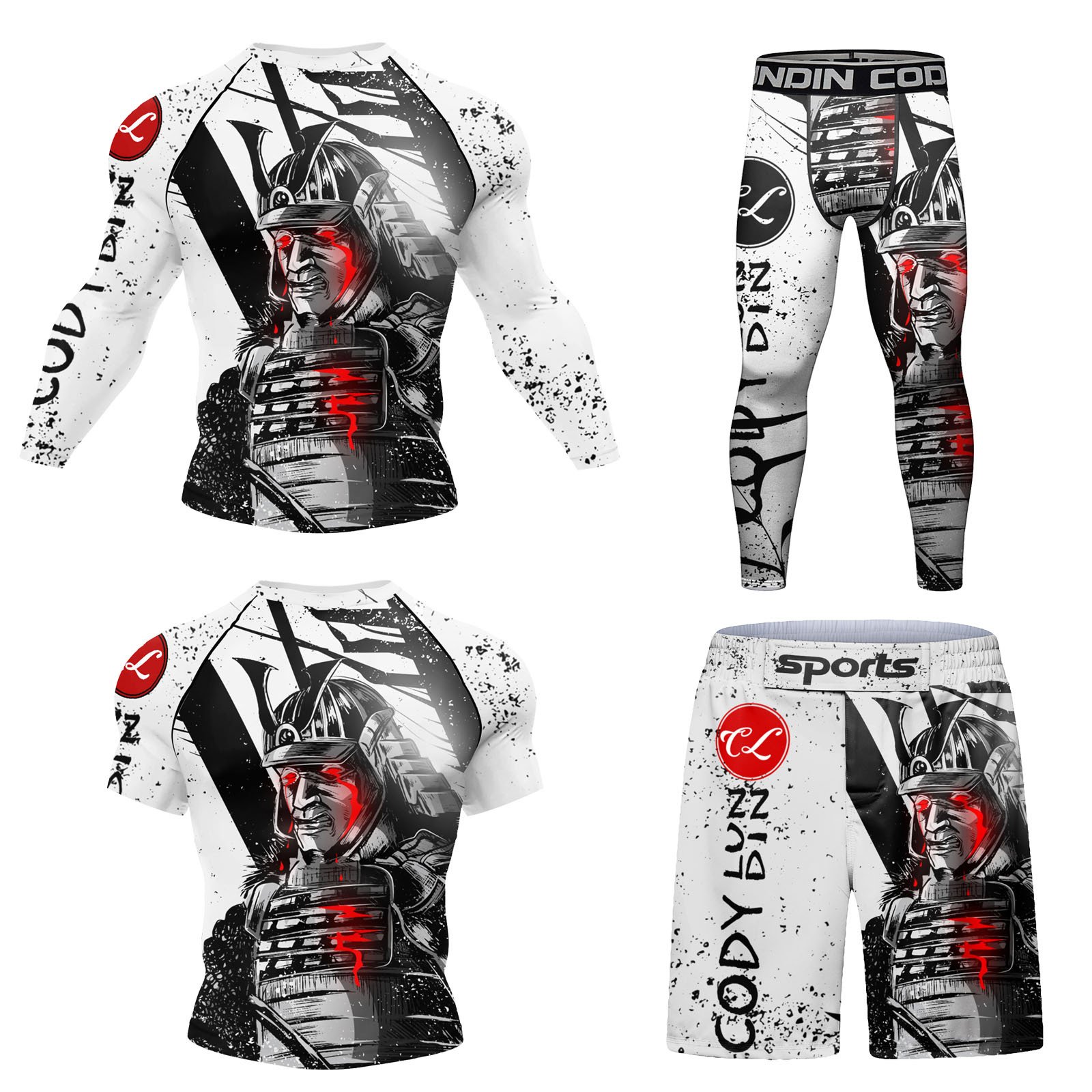 Bộ 4 món quần áo Rashguard BJJ MMA họa tiết đẹp 047