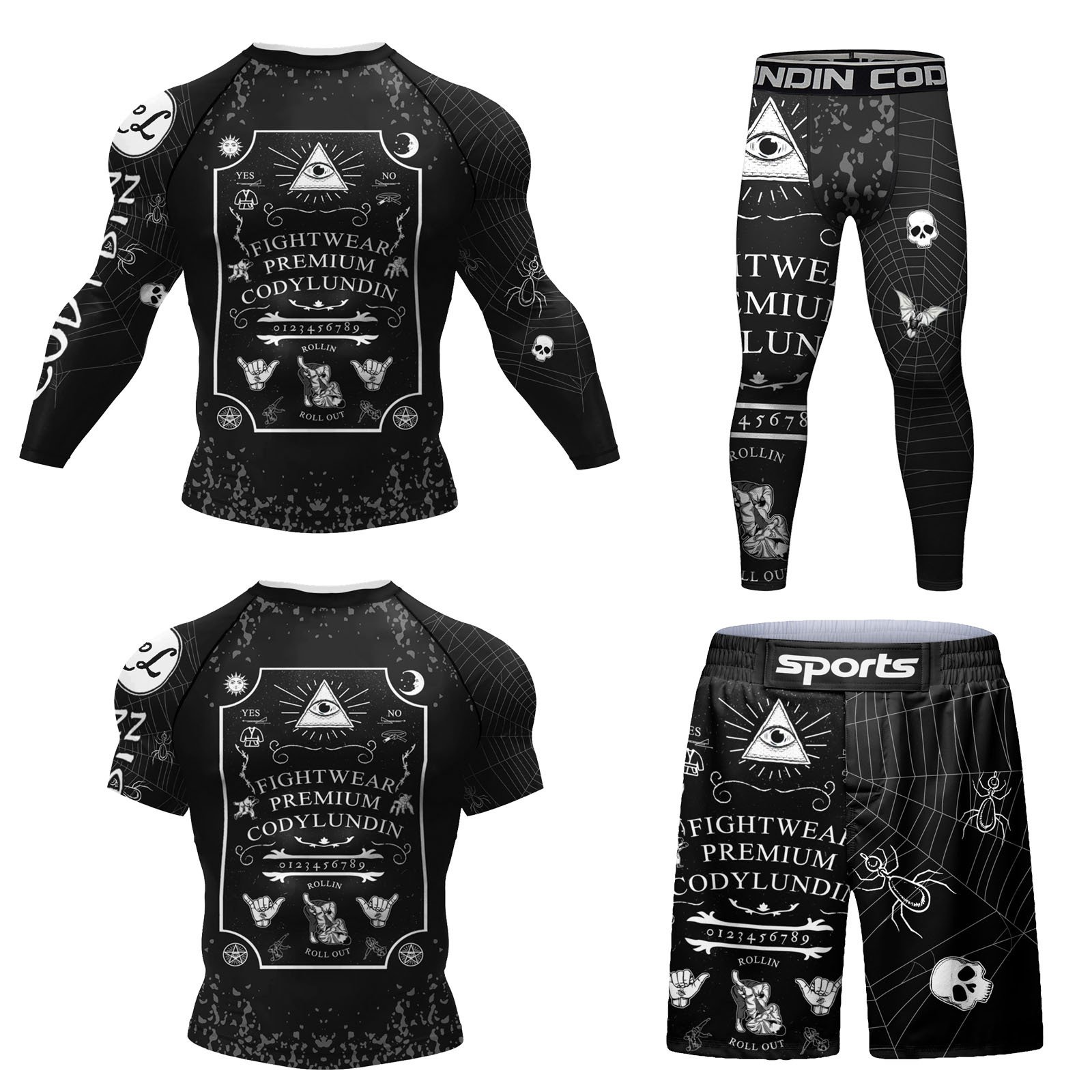 Bộ 4 món quần áo Rashguard BJJ MMA họa tiết đẹp 047