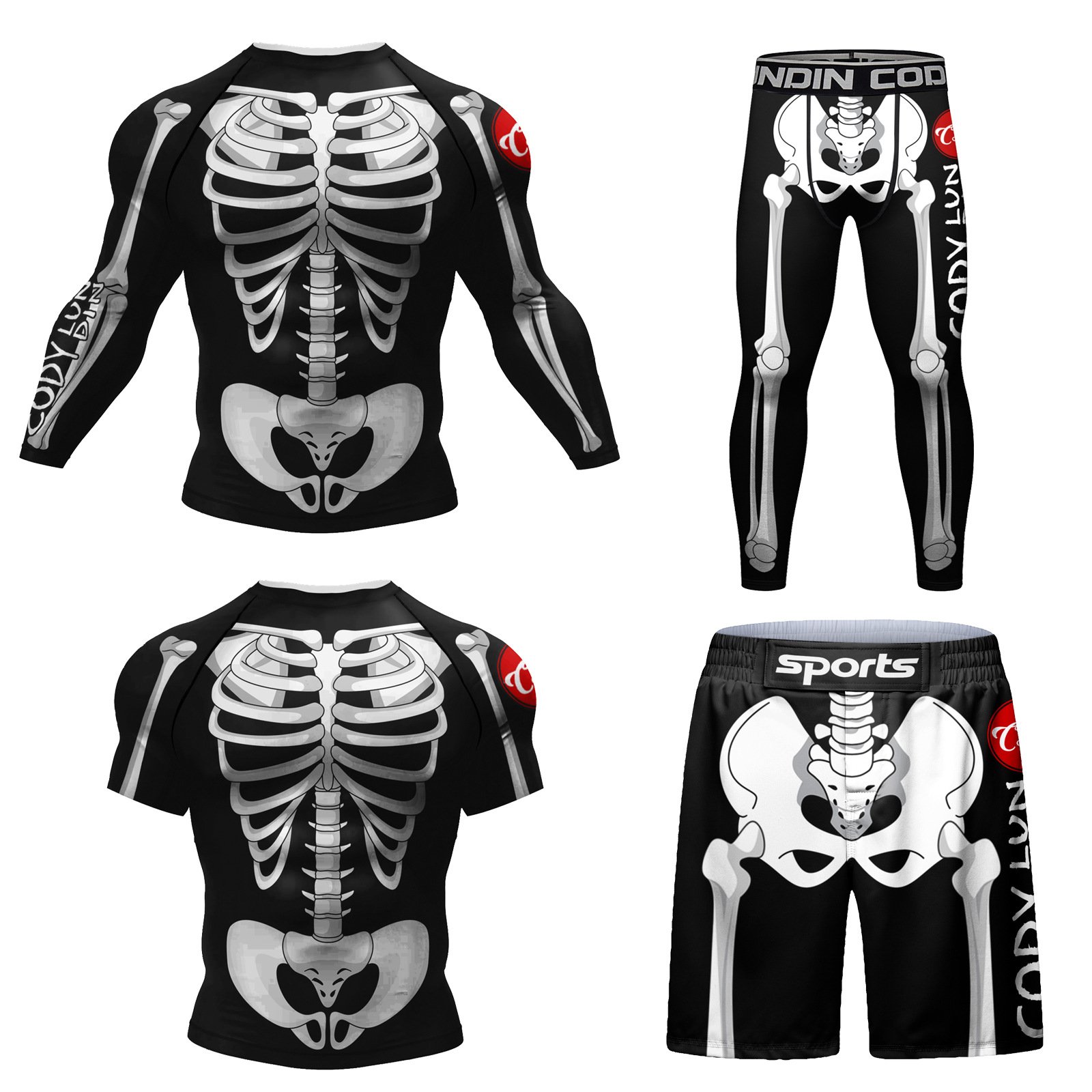 Bộ 4 món quần áo Rashguard BJJ MMA họa tiết đẹp 047