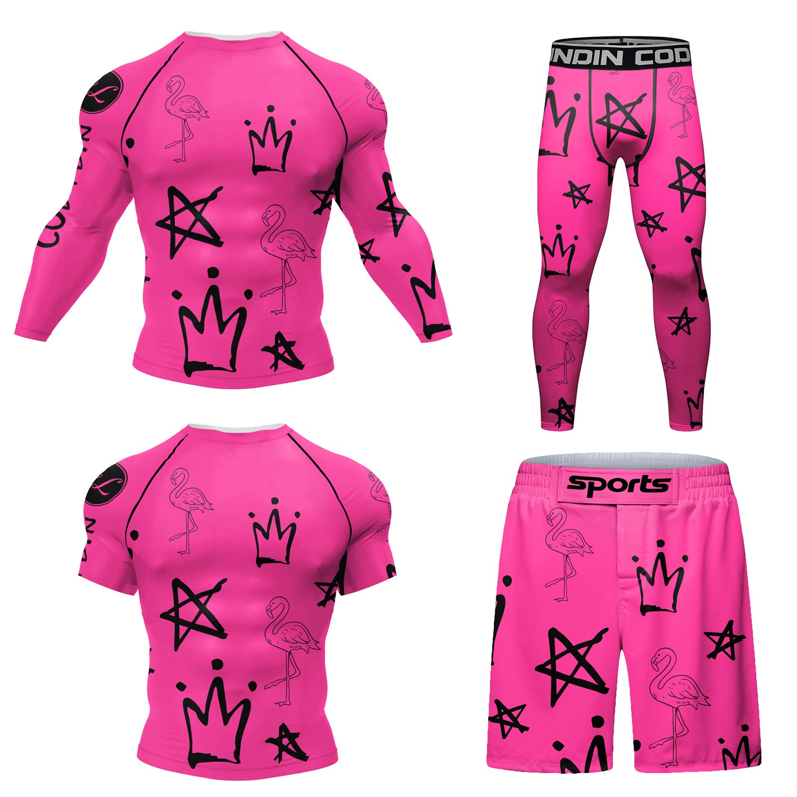 Bộ 4 món quần áo Rashguard BJJ MMA họa tiết đẹp 047