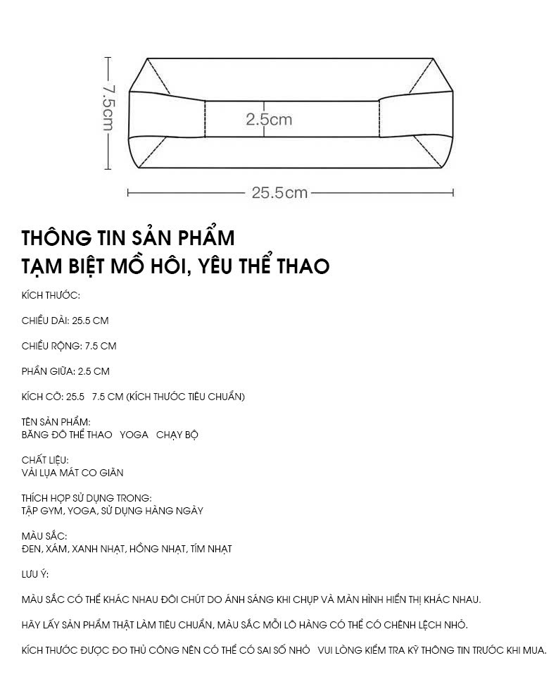 Băng đô thể thao thấm mồ hôi co giãn nhiều màu PKB019