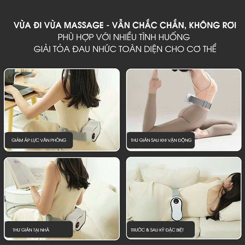 Đai massage bụng trắng thông minh 6 chế độ sạc USB điều chỉnh linh hoạt MRB005
