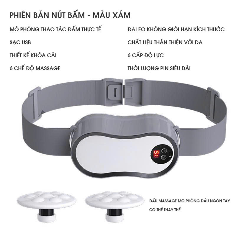 Đai massage bụng trắng thông minh 6 chế độ sạc USB điều chỉnh linh hoạt MRB005