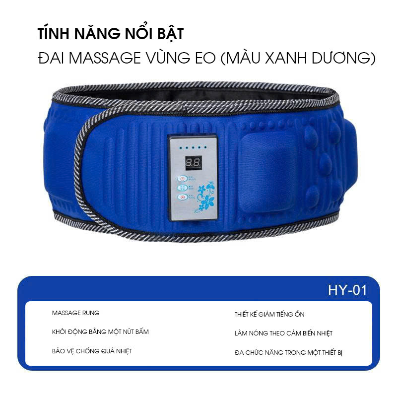 Đai massage bụng tỏa nhiệt và rung đa chế độ hỗ trợ giảm mỡ giảm đau lưng làm ấm MRB007
