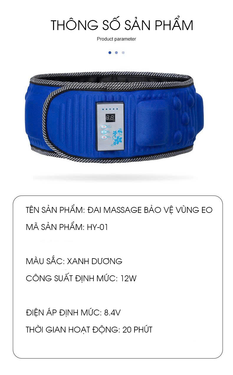 Đai massage bụng tỏa nhiệt và rung đa chế độ hỗ trợ giảm mỡ giảm đau lưng làm ấm MRB007