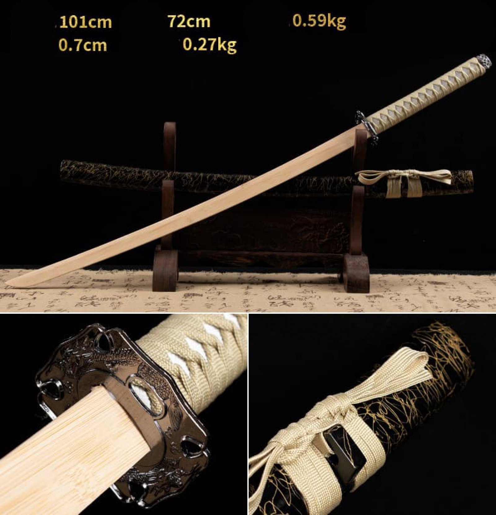 Kiếm gỗ samurai nhật bản bao kiếm đẹp có chắn kiếm tsuba 008