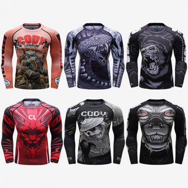 Áo bó Rashguard tập luyện võ BJJ MMA tay dài 049