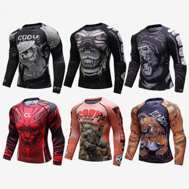 Áo bó Rashguard tập luyện võ BJJ MMA tay dài 049