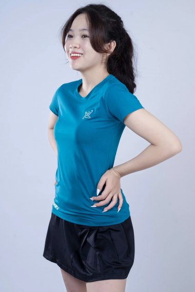 Áo tay ngắn nữ in lai tập gym yoga 002