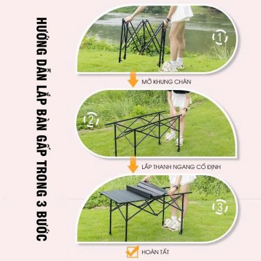 Bàn gấp dã ngoại cắm trại khung thép Carbon kèm túi đựng DCCT012