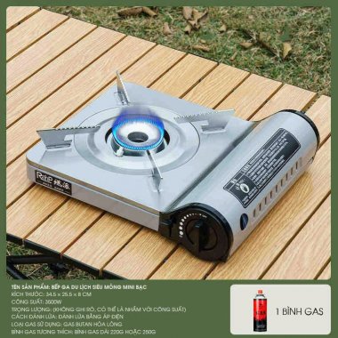 Bếp ga mini siêu mỏng dã ngoại cắm trại thiết kế kim loại cao cấp DCCT019