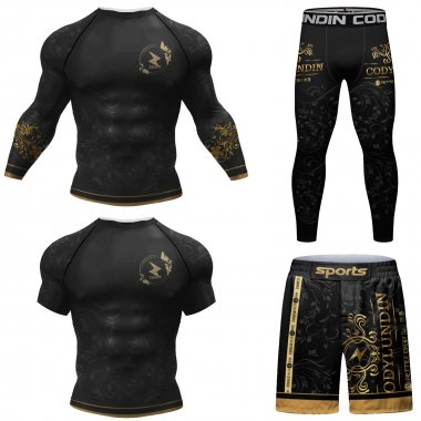 Bộ đồ quần áo bó Rashguard tập luyện BJJ MMA 4 món 052