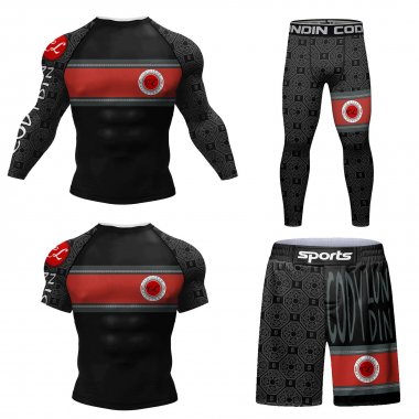 Bộ đồ quần áo bó Rashguard tập luyện BJJ MMA 4 món 052