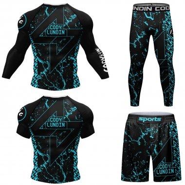 Bộ đồ quần áo bó Rashguard tập luyện BJJ MMA 4 món 052