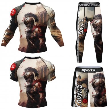 Bộ đồ quần áo bó Rashguard tập luyện BJJ MMA 4 món 052