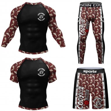 Bộ đồ quần áo bó Rashguard tập luyện BJJ MMA 4 món 052