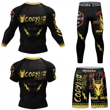 Bộ đồ quần áo bó Rashguard tập luyện BJJ MMA 4 món 052