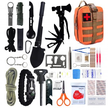 Bộ dụng cụ sinh tồn cắm trại đa năng kèm túi cứu hộ ngoài trời DCCT008