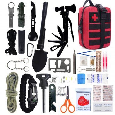 Bộ dụng cụ sinh tồn cắm trại đa năng kèm túi cứu hộ ngoài trời DCCT008