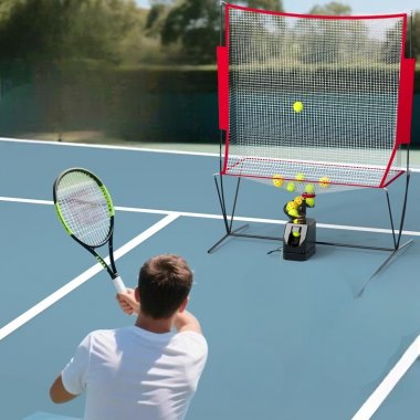 Combo Máy Phóng Bắn Bóng Và Lưới Tập Luyện Bóng Dành Cho Người Tập Luyện Pickleball, Tennis, Bóng Lỗ 003