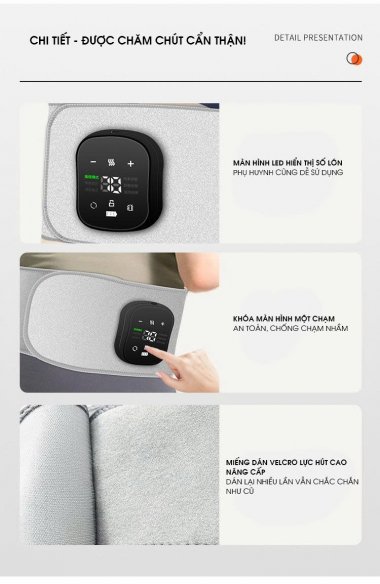 Đai massage bụng đa năng 3 trong 1 chườm nóng Massage hỗ trợ giảm mỡ MRB002