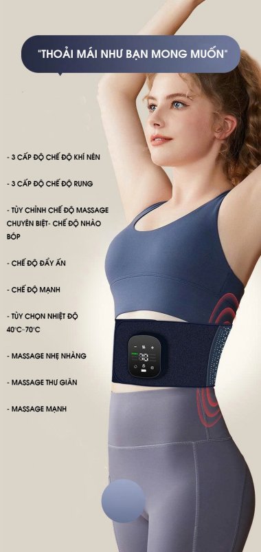 Đai massage bụng đa năng 3 trong 1 chườm nóng Massage hỗ trợ giảm mỡ MRB002