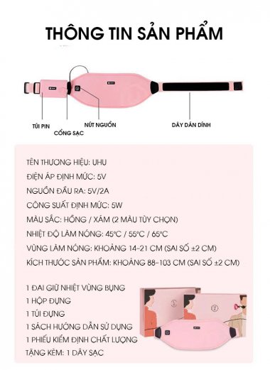 Đai massage bụng giữ ấm eo thông minh hỗ trợ lưu thông máu và giảm mỡ MRB015