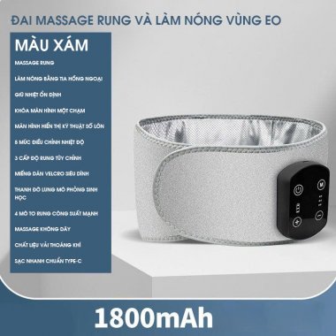 Đai massage bụng rung nhiệt hồng ngoại không dây 4 động cơ rung mạnh MRB009