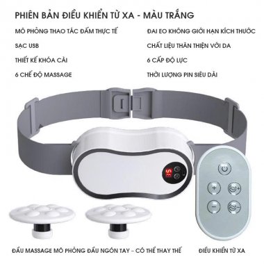 Đai massage bụng trắng thông minh 6 chế độ sạc USB điều chỉnh linh hoạt MRB005