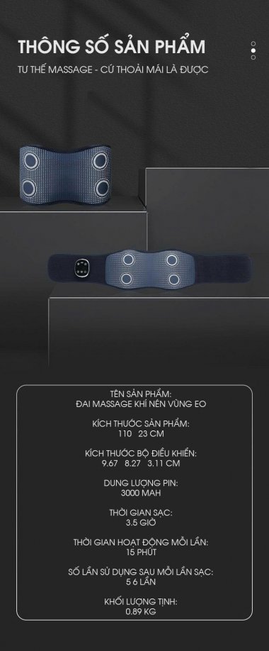 Đai massage tỏa nhiệt thông minh công nghệ khí nén rung 4 vùng MRB008