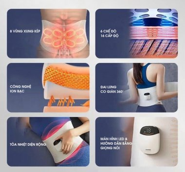 Đai massage xung điện 8 vùng thư giãn cơ sâu giảm đau hiệu quả MRB013