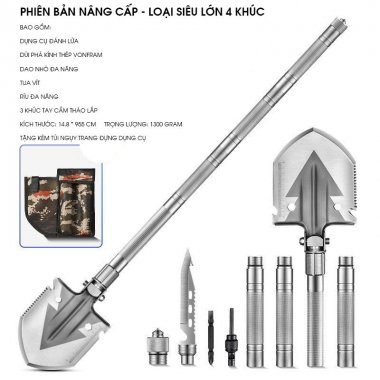 Dụng cụ cắm trại dã ngoại xẻn sinh tồn đa năng gấp gọn 4 khúc DCCT004