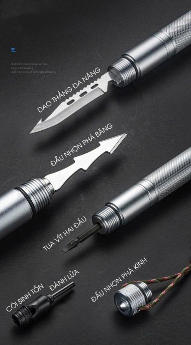 Dụng cụ cắm trại dã ngoại xẻn sinh tồn đa năng gấp gọn 4 khúc DCCT004