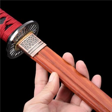 Kiếm gỗ samurai nhật bản bao vân gỗ kèm tsuba cao cấp 026