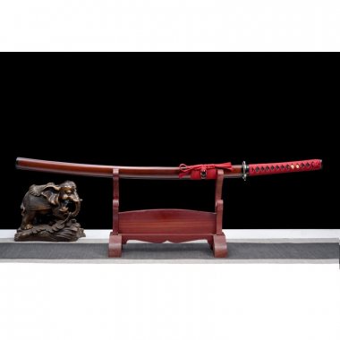 Kiếm gỗ samurai nhật bản bao vân gỗ kèm tsuba cao cấp 026