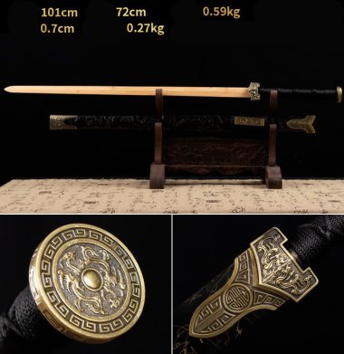 Kiếm gỗ samurai Nhật Bản vỏ kiếm kiểu dáng cổ đại có tsuba chắn kiếm 019