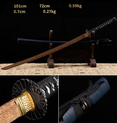 Kiếm gỗ samurai Nhật Bản vỏ kiếm màu xanh navy 021